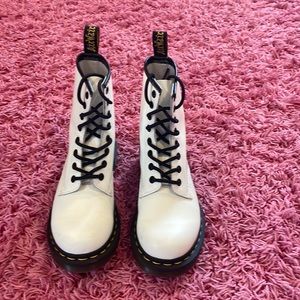 Doc Martens white patent leather boots